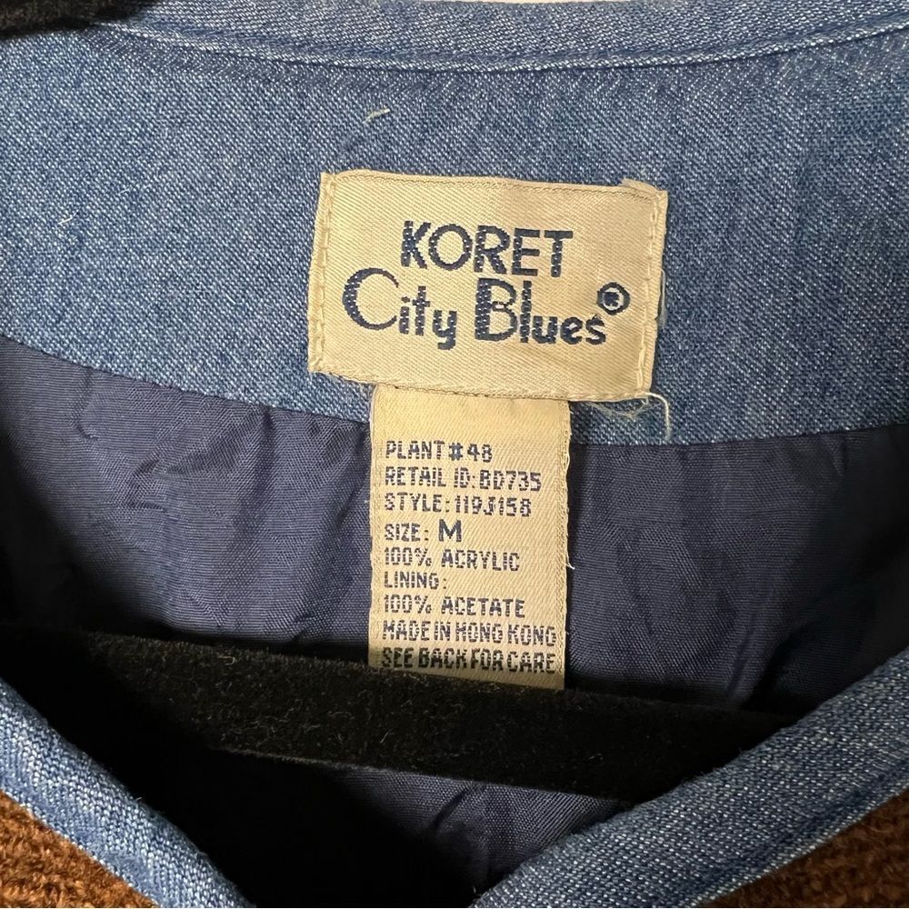 Vintage Koret City Blues Patchwork Chenille Jacket Geometric Boho Artsy Size M - Picture 7 of 8